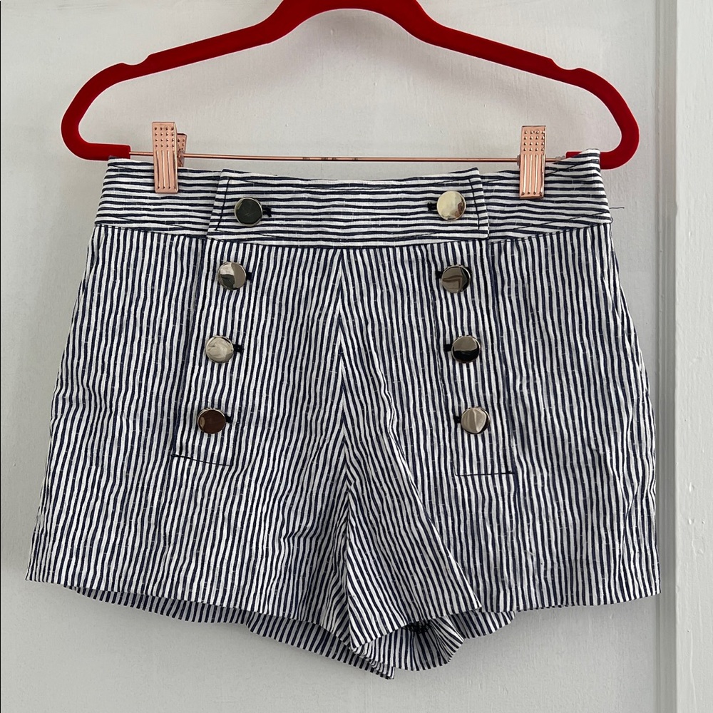 Derek Lam Navy and White Striped Shorts